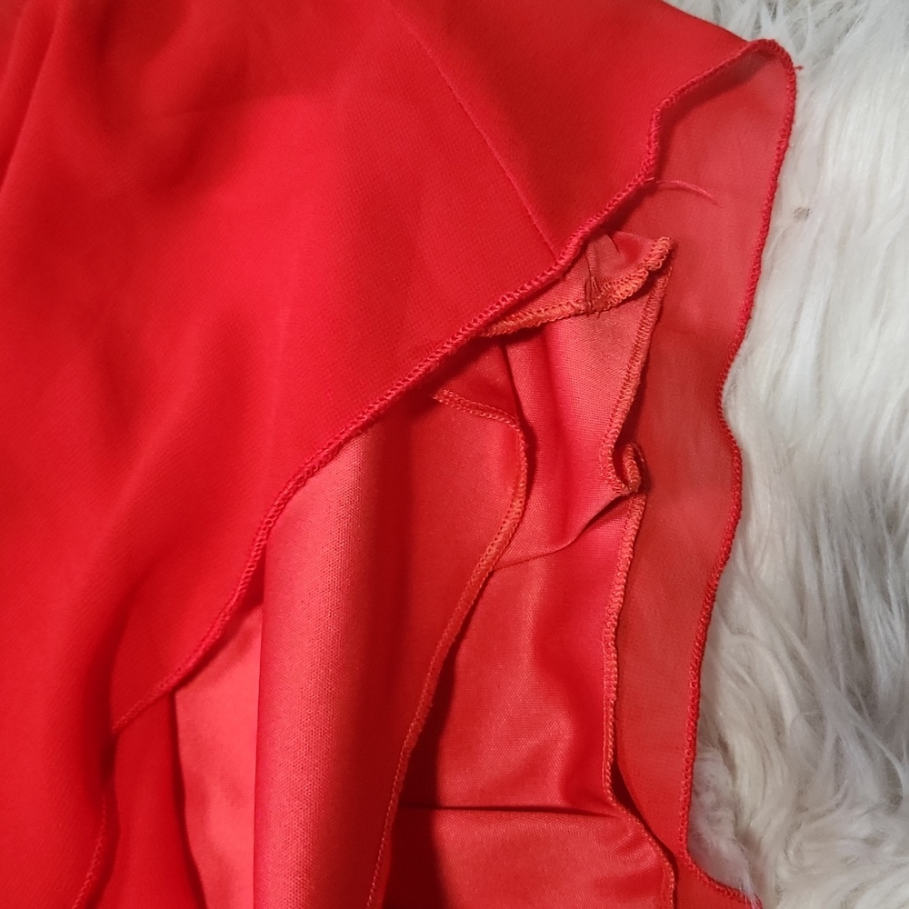 Red Ruffle Dress With Side Cutouts- Small - Picture 4 of 9